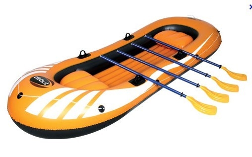 Eco Friendly 4 Person Pvc Inflatable Boat Set With 4 Set Oars
