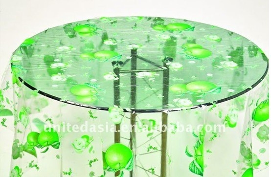 Eco-friendly PVC Dining Table Cloth With Fruit Design , Clear Table Cover