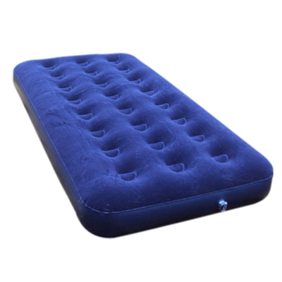 Blue PVC Inflatable Air Beds Single Flocking , Portable Air Bed
