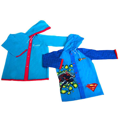 25” Long Eco-Friendly Pvc Rain Coats For Boys 0.1mm -0.5mm Blue